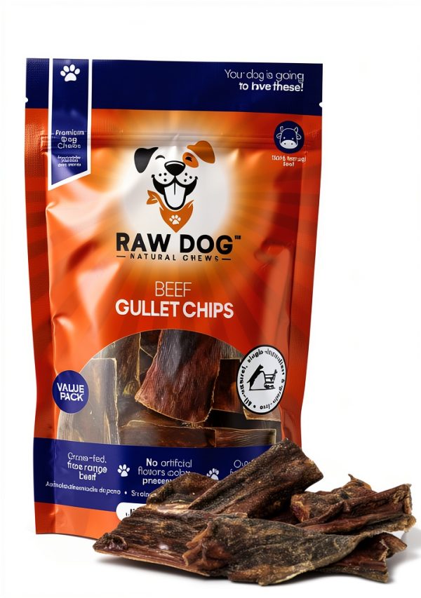 Raw Dog Beef Gullet Chips Treats 8 oz All-Natural Odor-Free Premium-0