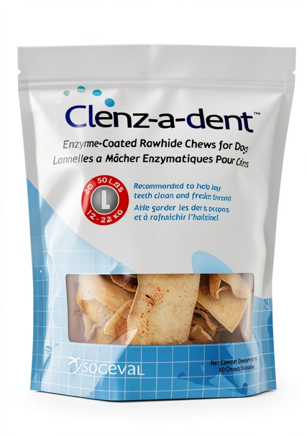 Clenzadent Rawhide Chews for Dogs Large 30 Count Natural Chew Treats-0