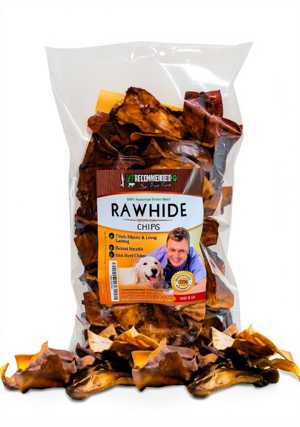 Vet Recommended Beef Rawhide Chips for Dogs 2lb Thick Fiber Chew-0