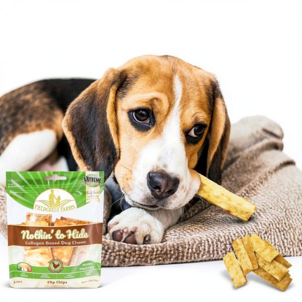 Fieldcrest Farms Nothin to Hide Flip Chips Dog Chews - Natural Rawhide Alternative Treats for Dogs, Collagen Based Snack for Moderate Chewers Up to 35lbs, Chicken Flavor - 2 Packs (16 Chips)-5