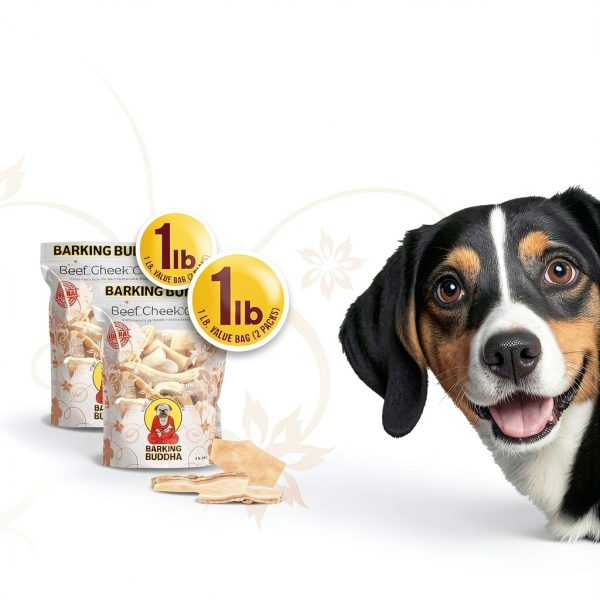 Beef Cheek Chips Extra Thick Chews by Barking Buddha 2"-4" 1lb-3