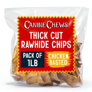 Canine Chews Chicken Flavor Rawhide Chips 1lb Thick Cut for Chewers-0