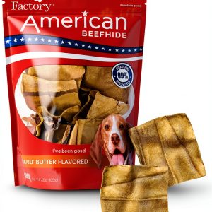 Pet Factory American Beefhide Chips Dog Chew Treats Peanut Butter 22oz-0