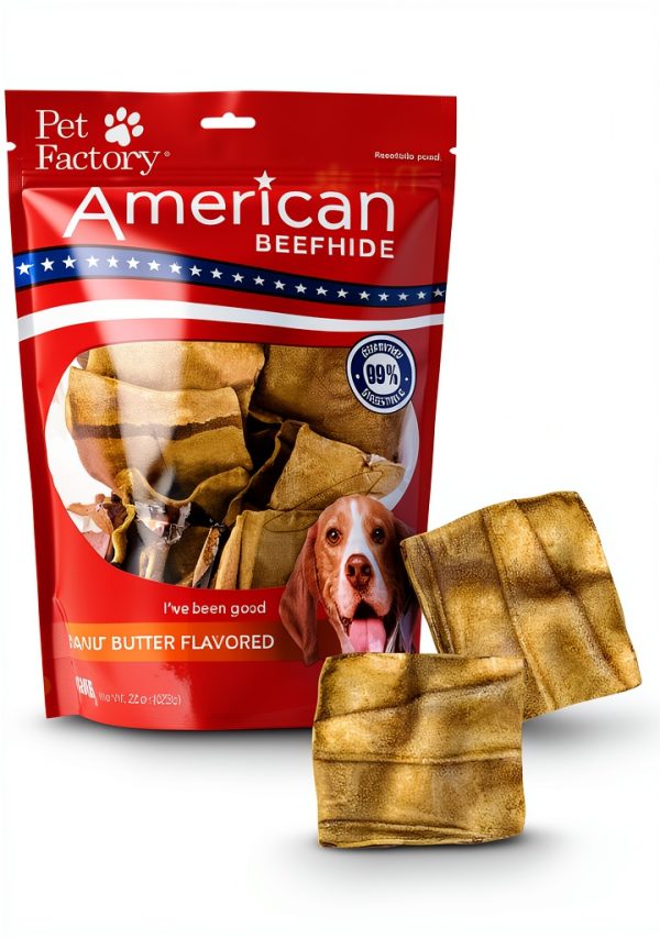 Pet Factory American Beefhide Chips Dog Chew Treats Peanut Butter 22oz-0