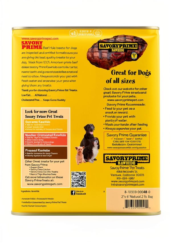 Savory Prime 100% American Beef Rawhide Chips, All-Natural Dog Treats,-2